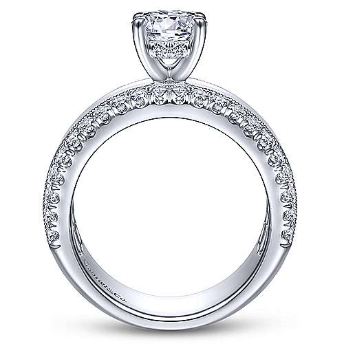 Gabriel & Co 14K White Gold Round Diamond Wide Band Engagement Ring  ER14611R4W44JJ