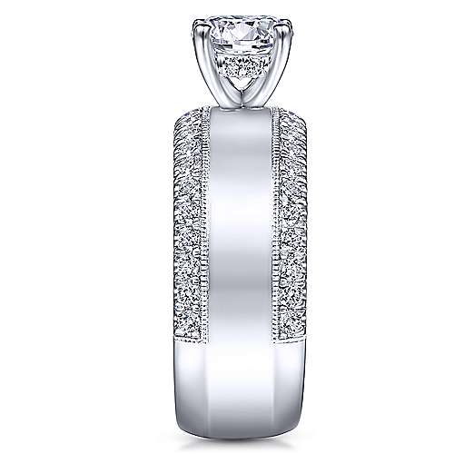 Gabriel &amp; Co 14K White Gold Round Diamond Wide Band Engagement Ring  ER14611R4W44JJ