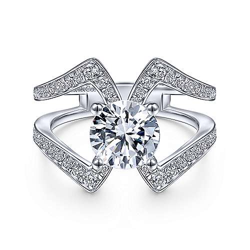 Gabriel & Co 14K White Gold Round Split Shank Diamond Engagement Ring  ER14617R6W44JJ