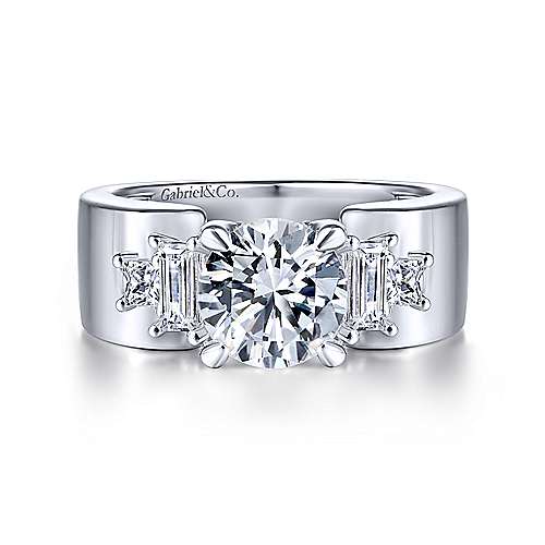 Gabriel & Co 14K White Gold Round Diamond Engagement Ring  ER14619R6W44JJ