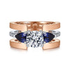 Gabriel & Co 14K WhiteRose Gold Round 3 Stone Sapphire and Diamond Engagement Ring  ER14621R4T44SA