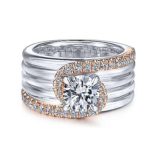 Gabriel &amp; Co 14K White Rose Gold Round Diamond Engagement Ring  ER14630R4T44JJ