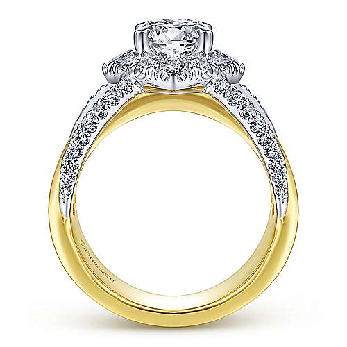 Gabriel & Co 14K White-Yellow Gold Round Diamond Halo Engagement Ring ER14631R4M44JJ