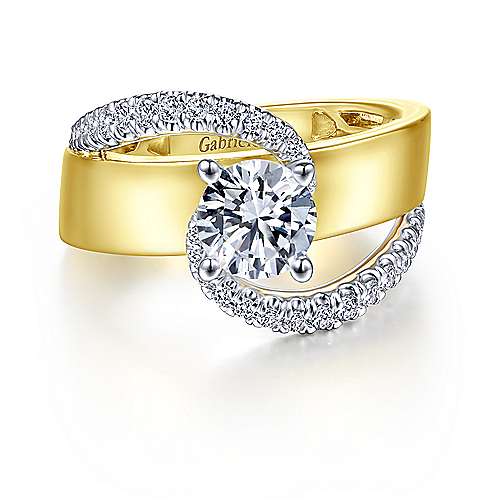 Gabriel & Co 14K WhiteYellow Gold Round Bypass Diamond Engagement Ring ER14632R4M44JJ