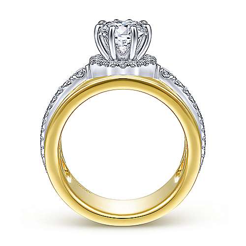 Gabriel & Co 14K White-Yellow Gold Round Diamond Halo Engagement Ring ER14635R4M44JJ