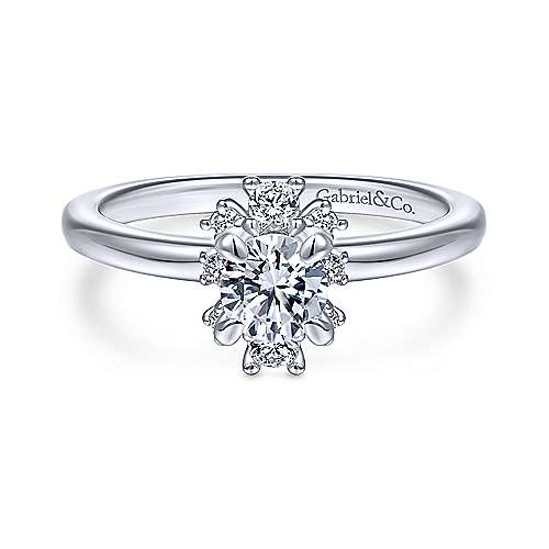 Gabriel &amp; Co 14K White Gold Round Diamond Halo Engagement Ring ER14659R2W44JJ