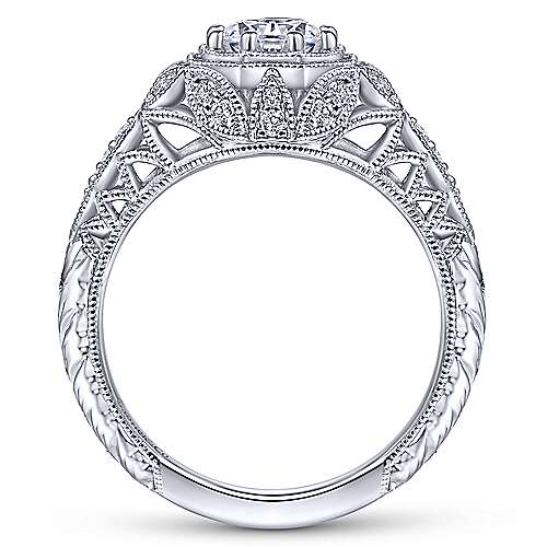 Gabriel & Co Vintage 14K White Gold Round Diamond Halo Engagement Ring ER14676R2W44JJ