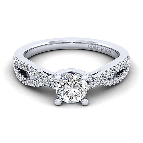 Gabriel & Co 14K White Gold Round Twisted Diamond Engagement Ring ER14709R3W44JJ