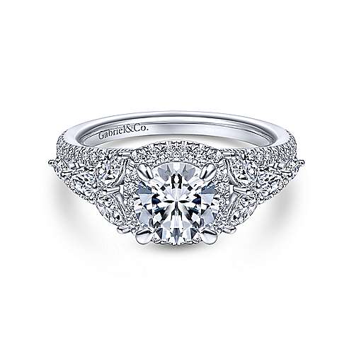 Gabriel & Co 14K White Gold Round Diamond Halo Engagement Ring ER14729R4W44JJ