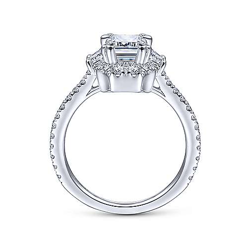 Gabriel & Co 14K White Gold Emerald Cut Diamond Halo Engagement Ring ER14740E4W44JJ