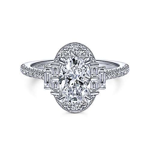 Gabriel & Co 14K White Gold Oval Diamond Halo Engagement Ring ER14742O4W44JJ