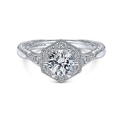 Gabriel & Co 14K White Gold Round Diamond Halo Engagement Ring ER14761R3W44JJ