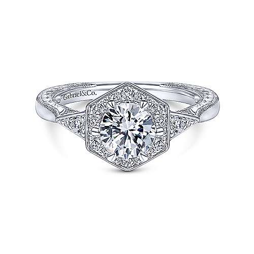 Gabriel & Co 14K White Gold Round Diamond Halo Engagement Ring ER14761R3W44JJ