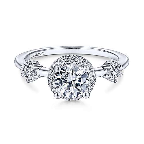 Gabriel & Co 14K White Gold Round Diamond Halo Engagement Ring ER14778R3W44JJ