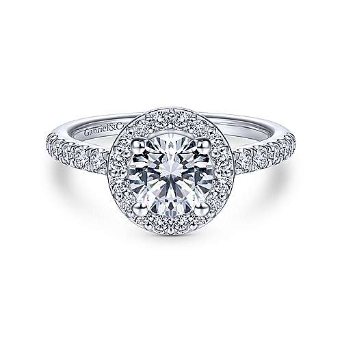 Gabriel &amp; Co 14K White Gold Round Diamond Halo Engagement Ring ER14811R4W44JJ