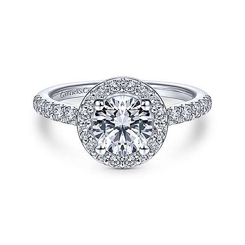 Gabriel & Co 14K White Gold Round Diamond Halo Engagement Ring ER14811R4W44JJ