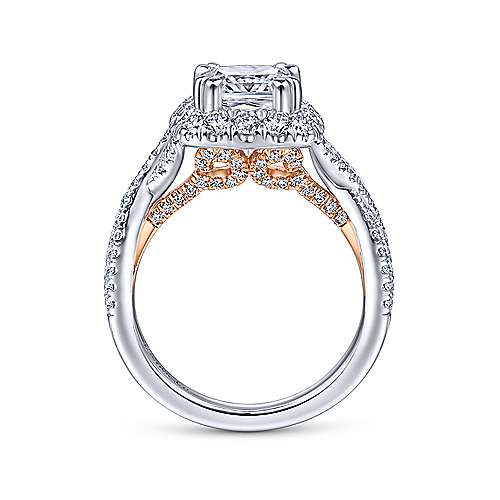 Gabriel & Co 14K White-Rose Gold Cushion Cut Diamond Halo Engagement Ring ER14894C8T44JJ