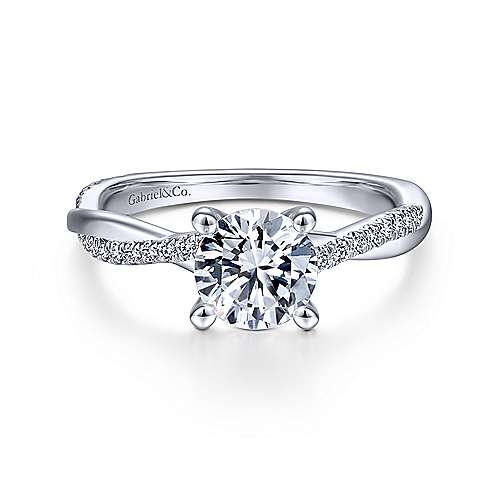 Gabriel &amp; Co 14K White Gold Round Diamond Engagement Ring ER14922R4W44JJ
