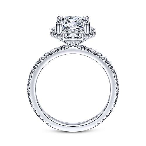 Gabriel & Co 18K White Gold Octagonal Halo Round Diamond Engagement Ring  ER14928R6W83JJ