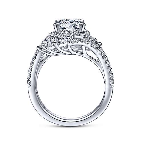 Gabriel &amp; Co 14K White Gold Round Halo Diamond Bypass Engagement Ring ER14967R6W44JJ