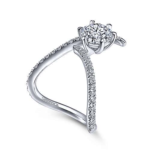Gabriel &amp; Co 14K White Gold Free Form Round Diamond Engagement Ring ER15012R6W44JJ
