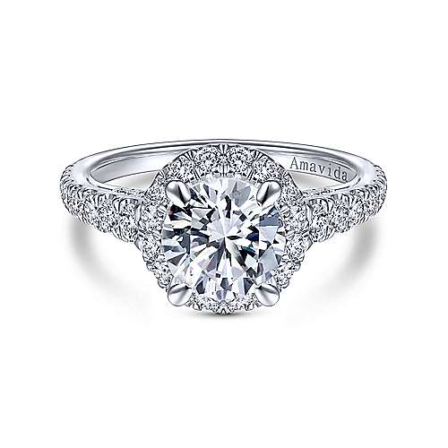 Gabriel & Co 18K White Gold Round Diamond Halo Engagement Ring ER15021R6W83JJ