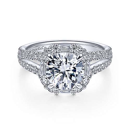 Gabriel & Co 14K White Gold Round Diamond Halo Engagement Ring ER15030R6W44JJ