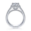 Gabriel & Co 14K White Gold Cushion Halo Round Diamond Engagement Ring  ER15040R8W44JJ