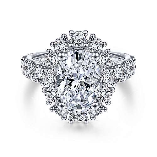 Gabriel & Co 14K White Gold Oval Diamond Halo Engagement Ring ER15043O10W44JJ