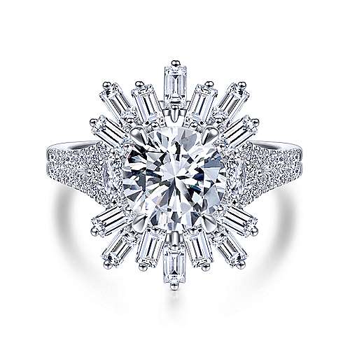 Gabriel & Co 14K White Gold Round Diamond Halo Engagement Ring ER15044R8W44JJ