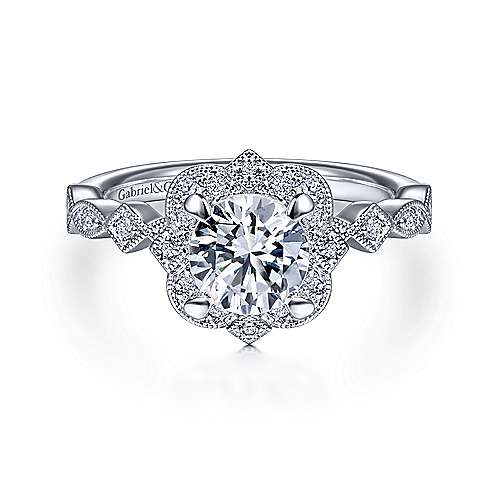 Gabriel & Co 14K White Gold Round Diamond Halo Engagement Ring ER15231R4W44JJ