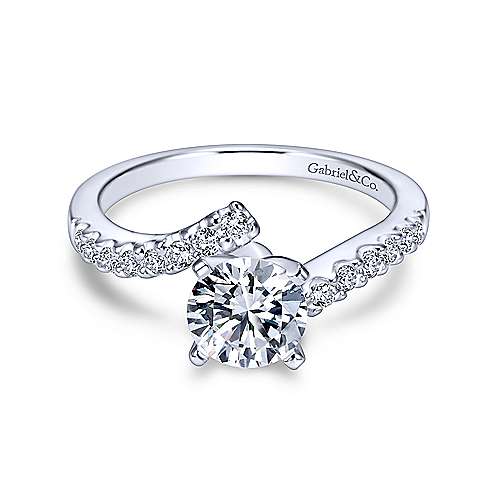 Gabriel &amp; Co 14K White Gold Round Bypass Diamond Engagement Ring  ER4249W44JJ