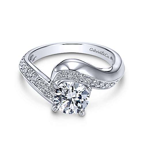 Gabriel &amp; Co 14K White Gold Round Bypass Diamond Engagement Ring ER5323W44JJ