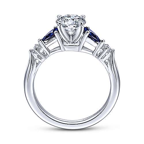 Gabriel & Co 14K White Gold Round Three Stone Sapphire and Diamond Engagement Ring  ER6002W44SA