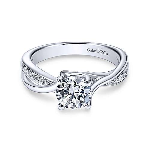 Gabriel &amp; Co 14K White Gold Round Bypass Diamond Engagement Ring ER6360W44JJ