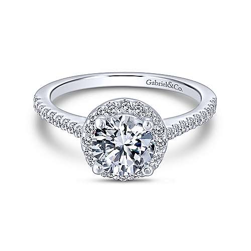 Gabriel &amp; Co 14K White Gold Round Halo Diamond Engagement Ring  ER6419W44JJ