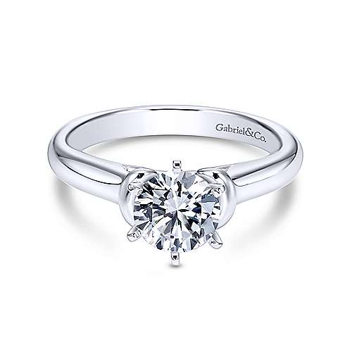 Gabriel &amp; Co 14K White Gold Round Diamond Engagement Ring  ER6573W4JJJ