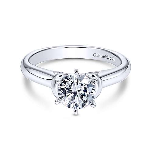 Gabriel & Co 14K White Gold Round Diamond Engagement Ring  ER6573W4JJJ