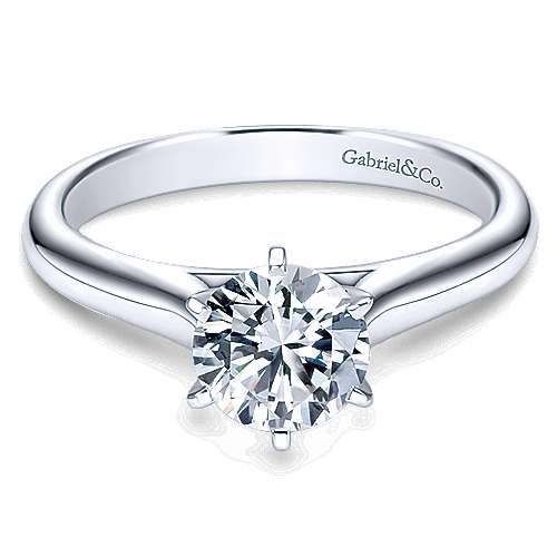 Gabriel &amp; Co 14K White Gold Round Diamond Engagement Ring  ER6623W4JJJ