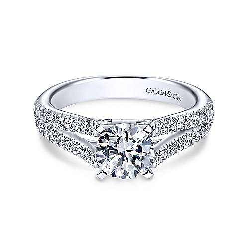 Gabriel &amp; Co 14K White Gold Round Split Shank Diamond Engagement Ring  ER6666W44JJ