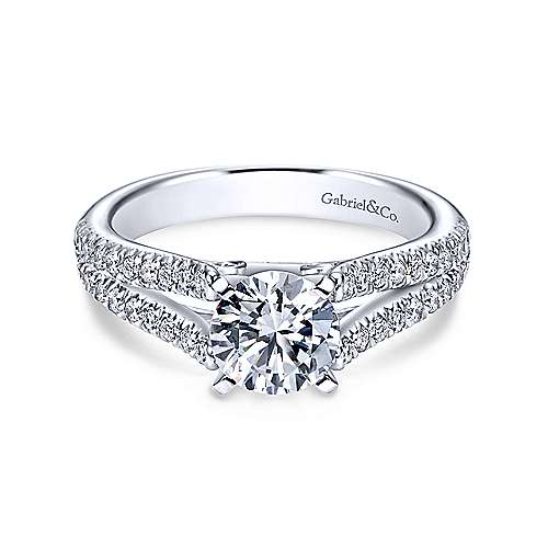 Gabriel & Co 14K White Gold Round Split Shank Diamond Engagement Ring  ER6666W44JJ