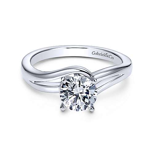 Gabriel &amp; Co 14K White Gold Round Bypass Diamond Engagement Ring ER6680W4JJJ