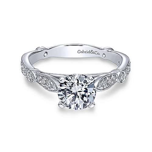 Gabriel &amp; Co 14K White Gold Round Diamond Engagement Ring  ER6711W44JJ