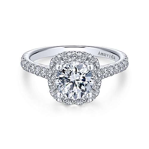 Gabriel &amp; Co 18K White Gold Round Diamond Halo Engagement Ring ER6824W83JJ