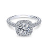 Gabriel & Co 14K White Gold Cushion Halo Round Diamond Engagement Ring  ER6872W44JJ