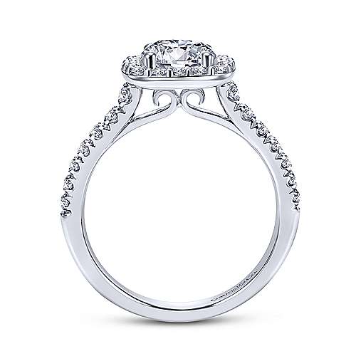 Gabriel &amp; Co 14K White Gold Cushion Halo Round Diamond Engagement Ring  ER6872W44JJ