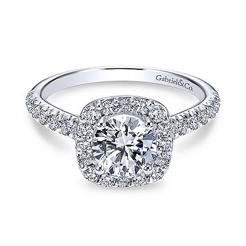 Gabriel & Co 14k White Gold Round Halo ENGAGEMENT RING ER6872W44JJ