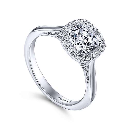 Gabriel & Co 18K White Gold Round Diamond Halo Engagement Ring ER6875W83JJ