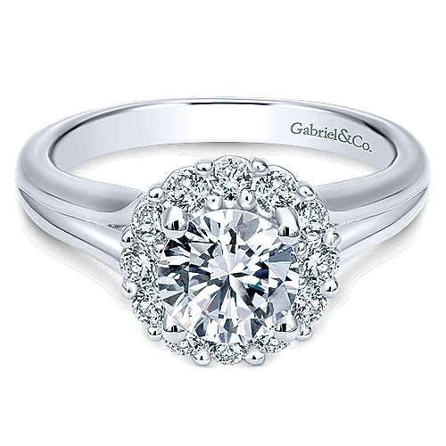Gabriel &amp; Co 14K White Gold Round Diamond Halo Engagement Ring ER6941W44JJ