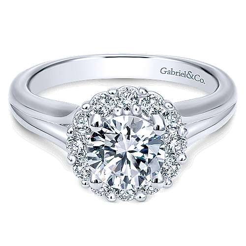 Gabriel & Co 14K White Gold Round Diamond Halo Engagement Ring ER6941W44JJ